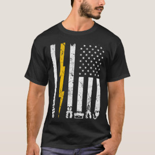 Camiseta Ferramentas Elétricas Antigas EUA Bandeira America