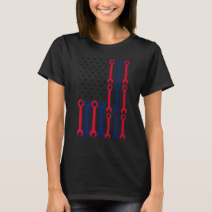 Camiseta Ferramentas Mecânicas Bandeira Americana Dia do Tr