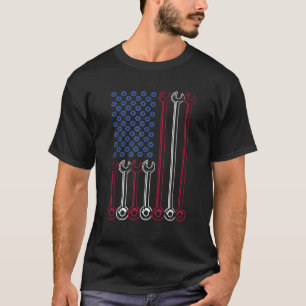 Camiseta Ferramentas Mecânicas Patrióticas de Bandeiras Ame