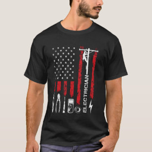 Camiseta Ferramentas Patrióticas de Eletricista Bandeira do
