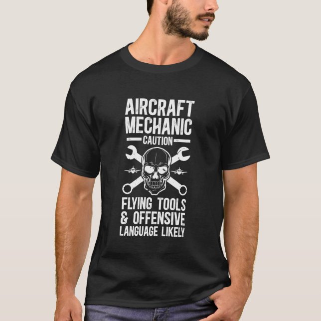 Camiseta Ferramentas Voadoras de Mecânico de Aeronaves Mecâ (Frente)
