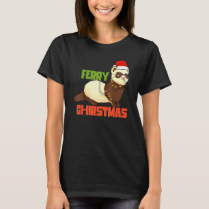 Camiseta Ferret Animal Pet Ferry Natal Santa Hat