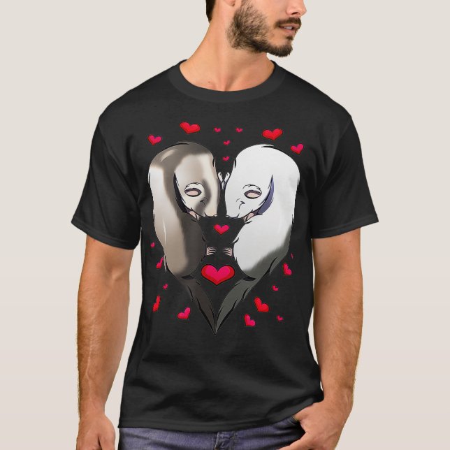 Camiseta Ferret Casal dotado de Dia de os namorados bonitin (Frente)