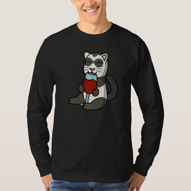 Camiseta Ferret Drinking Wine Pet (Frente)