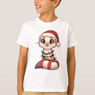 Camiseta Ferret Feliz Natal Animais de inverno Furões
