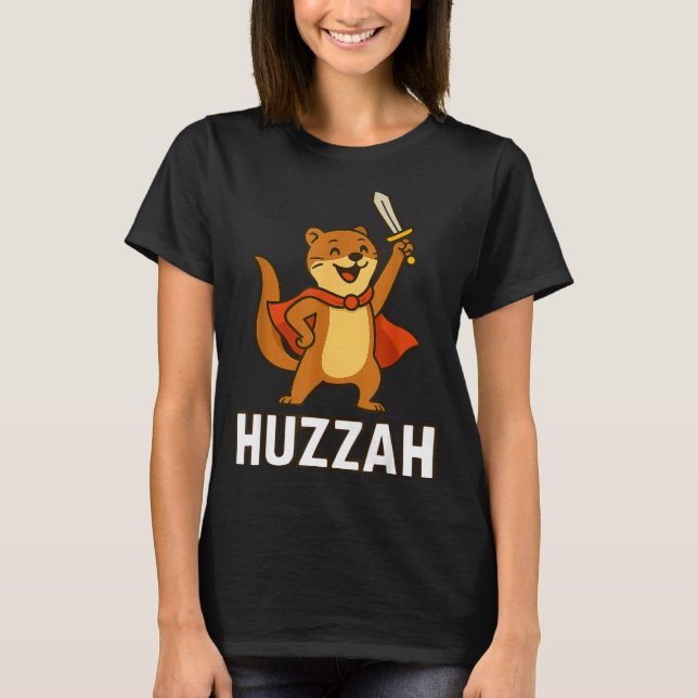 Camiseta Ferret Huzzah Knight Sword Funny For Men Women Kid (Frente)