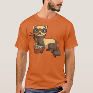 Camiseta Ferret Japonês Noodles Kawaii Ramen