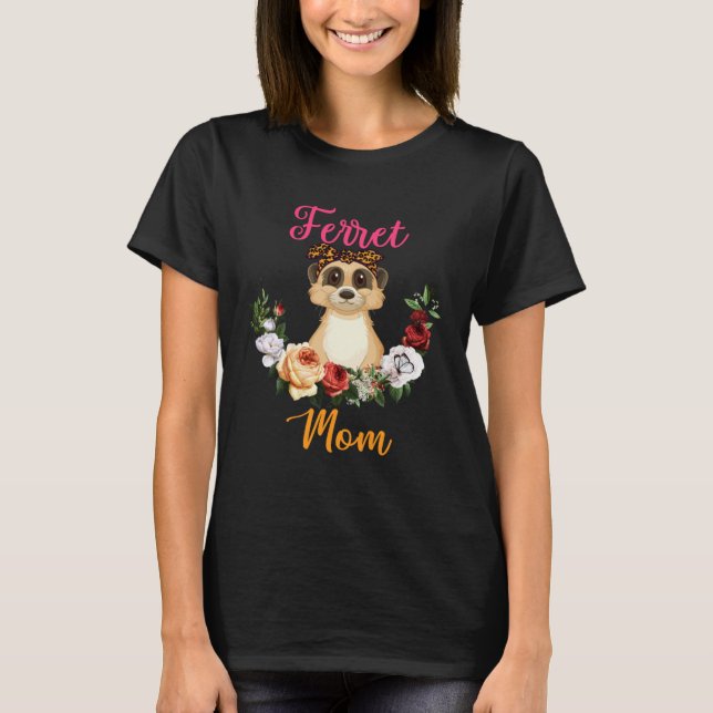 Camiseta Ferret Mom Floral Ferret Bow Tie  Mother s Day (Frente)