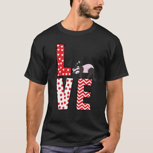 Camiseta Ferrets Valentines Day Love Valentine Cute Hearts  (Frente)