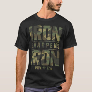 Camiseta Ferro Sharpens Ferro Cristão Homens Camo Escritura
