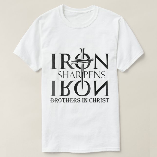 Camiseta Ferro Sharpens Ferro Proverbs 2717 Christian Faith (Frente do Design)