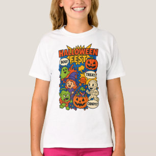 Camiseta Fest Halloween Comic Retro Roupas Unisex Uniformes