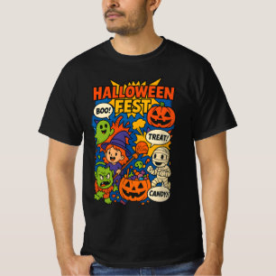 Camiseta Fest Halloween Comic Retro Roupas Unisex Uniformes