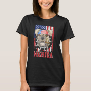Camiseta Festa Americana Cão Pit Bull 4 De Julho Bandeira A