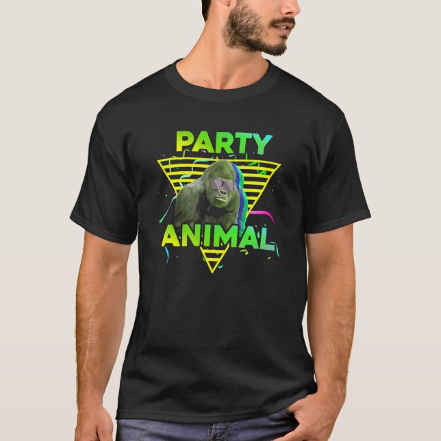 Camiseta FESTA ANIMAL Engraçado Gorila Garota Criança Nasci (Frente)