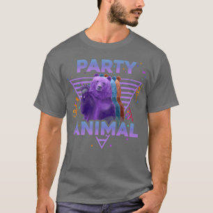 Camiseta FESTA ANIMAL Engraçado Urso Cinza Vintage 80s Vapo