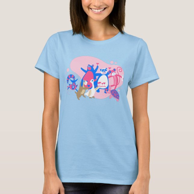 Camiseta festa animal kawaii selfie engraçado (Frente)