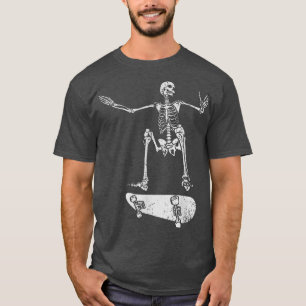 Camiseta Festa assustadora de Halloween - Esqueleto de skat