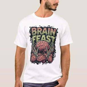 Camiseta Festa Cerebral Mãos de Zumbi de Halloween Alcançan