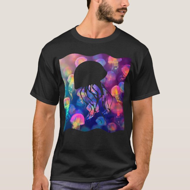 Camiseta Festa como uma Silhouette de Água-Viva Personaliza (Frente)
