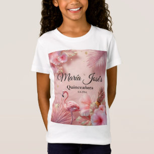 Camiseta Festa de 15 Anos do Flamingo Tropical, personaliza