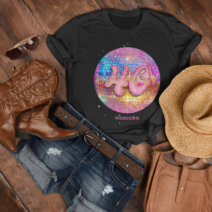Camiseta Festa de 40 Anos Dourado Rosa Brilho Bola de Disco