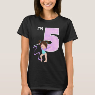 Camiseta Festa de 5 anos de ginasta de 5 anos de menina Gin