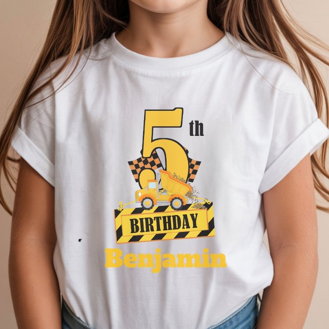Camiseta Festa de 5 anos tema construção Dump Druck (Criador carregado)