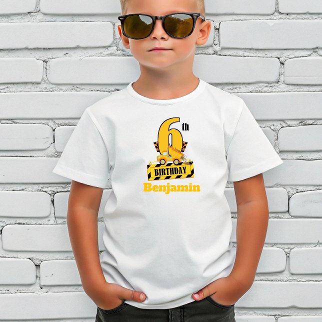 Camiseta Festa de 6º Aniversário Tema Construção Dump Druck (Criador carregado)