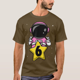 Camiseta Festa de 6 de aniversário de 6 anos da menina astr