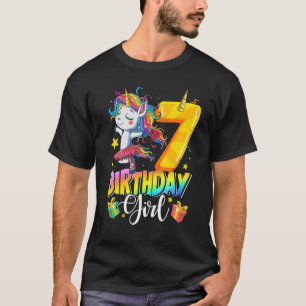 Camiseta Festa de 7 Anos de Crianças do Unicorn 7 Birthday 