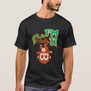 Camiseta Festa de aniversário 11 11 Anos Zoológico Macaco-M