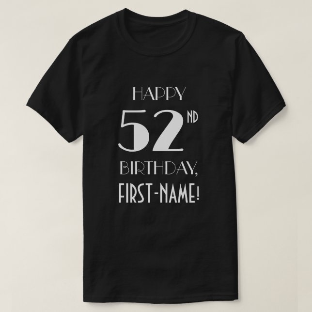Camiseta festa de aniversário 52 - Arte Deco Inspirada (Frente do Design)