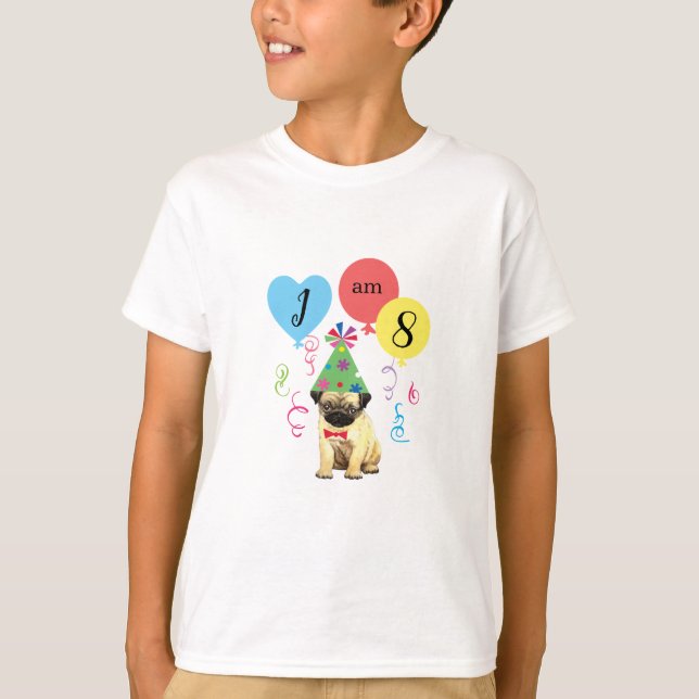 Camiseta Festa de aniversário Balões Pug T-Shirt (Frente)
