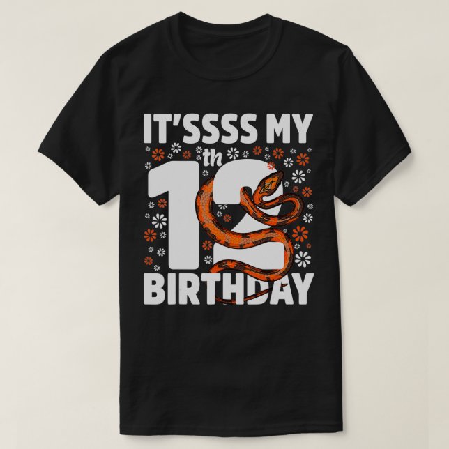 Camiseta festa de aniversário Boa Python R, Cobra de 12 ano (Frente do Design)