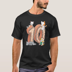 Camiseta Festa de Aniversário de 10 Anos do Gato Dez Anos d