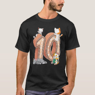 Camiseta Festa de Aniversário de 10 Anos do Gato Dez Anos d