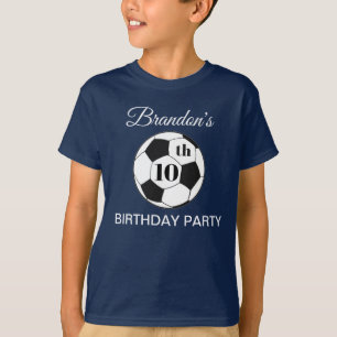 Camiseta Festa de Aniversário de 10 anos Futebol Azul Menin
