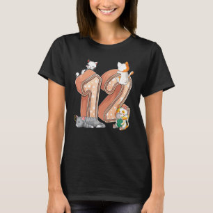Camiseta Festa de Aniversário de 12 Anos do Gato Doze 12 An