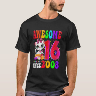 Camiseta Festa de Aniversário de 16 Anos Menina Gato Fofo 1