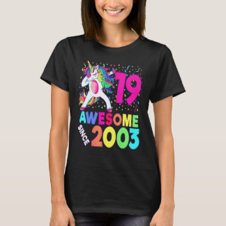 Camiseta Festa de Aniversário de 19 Anos Unicórnio Dabbing