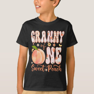 Camiseta Festa de aniversário de 1 ano da menina pêssego do
