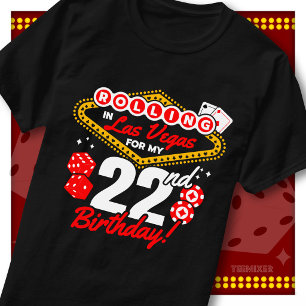 Camiseta Festa de Aniversário de 22 Anos no Cassino Rolling