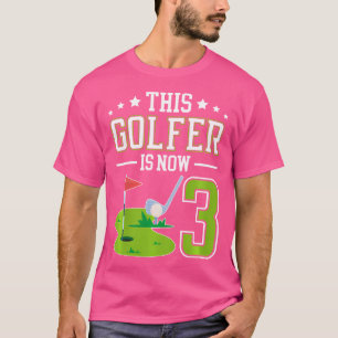 Camiseta Festa De Aniversário De 3 Anos De Menino De Golfe