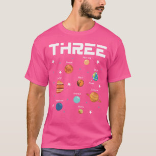 Camiseta Festa de Aniversário de 3 Anos no Espaço Exterior