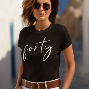 Camiseta Festa de aniversário de 40 anos Branco Chic Black