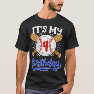 Camiseta Festa de Aniversário de 4 anos de Beisebol para Me