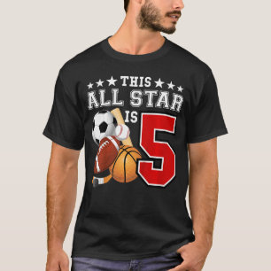 Camiseta Festa de Aniversário de 5 Anos Estrela do Esporte