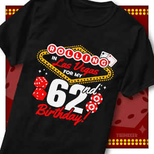 Camiseta Festa de Aniversário de 62 Anos no Cassino Rolling