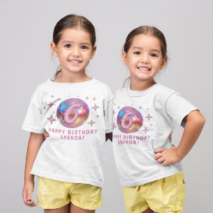 Camiseta Festa de Aniversário de 6 anos Bola de Discoteca B